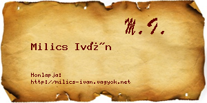 Milics Iván névjegykártya
